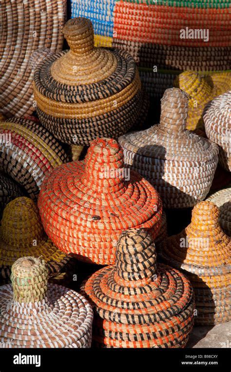 West Africa Senegal Dakar Arts And Crafts Small Straw Baskets For Sale