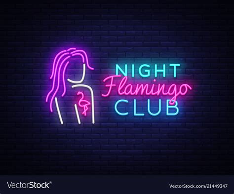 Night Club Neon Logo Flamingo Neon Sign Royalty Free Vector