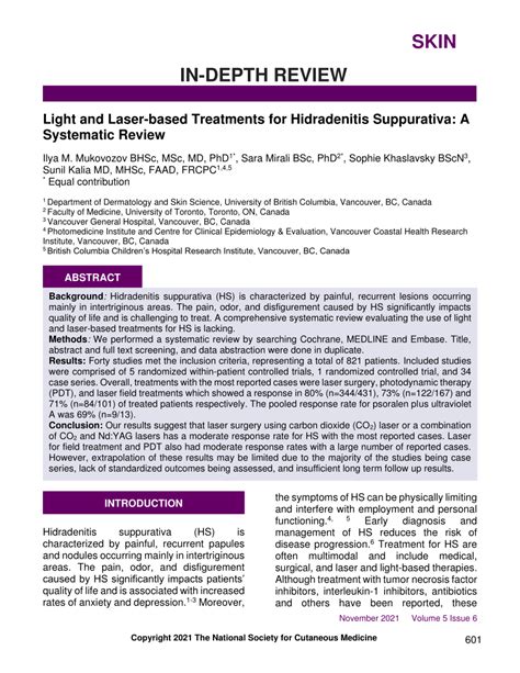 Pdf In Depth Review Light And Laser Based Treatments For Hidradenitis