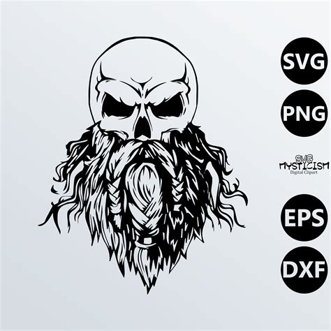 Skull With Beard Viking Skull SVG Vector Digital Art Etsy