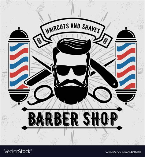 Barbershop Logo With Barber Pole In Vintage Style Vector Image