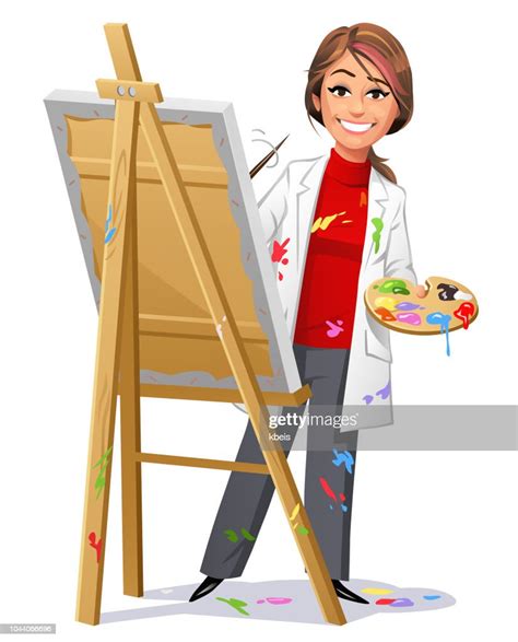 Young Female Artist Painting A Picture Vector Art Getty Images
