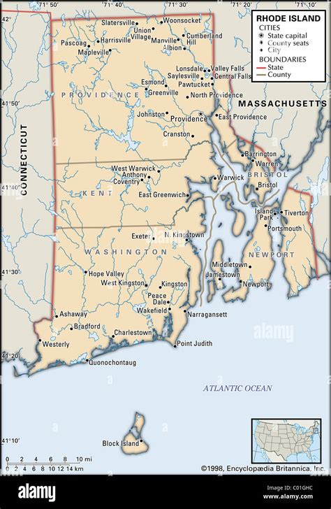 Political Map Of Rhode Island Stock Photo Alamy