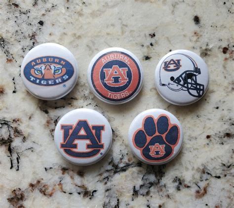 Five Auburn University Tigers Pins Pinback Button Etsy