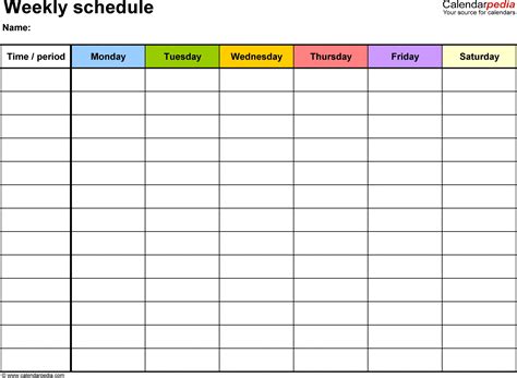 One Week Calendar Template With Hours Calendar Calendar Template 2022