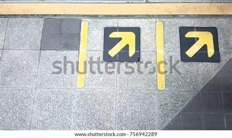 Please Wait Behind Yellow Line When Stock Photo 756942289 Shutterstock