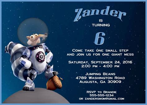 Scrat from Ice Age Birthday Invitation, Ice Age collision course Party Invite | Ice age birthday 
