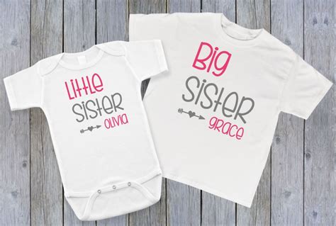 coordinating personalized big sister and little sister shirts
