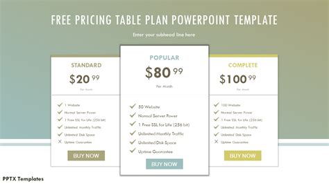 23 Free Pricing Table Slide Powerpoint Template