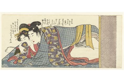 Erotica Japanese Shunga Loving Couple Kitagawa Utamaro