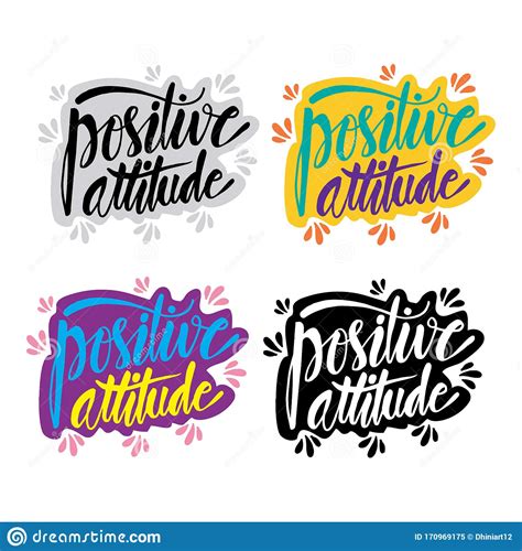 Positive Attitude Hand Written Lettering Inscription Stock Vector ...