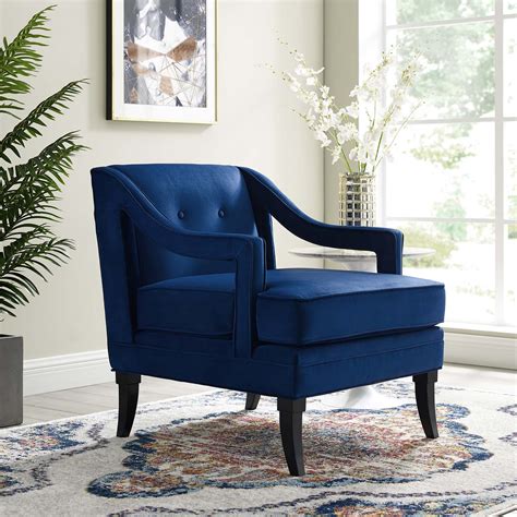 Concur Button Tufted Upholstered Velvet Armchair Navy By Modway