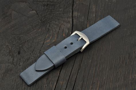 Handmade Leather Mens Watch Strap Blue 16mm 18mm 20mm 21mm Etsy