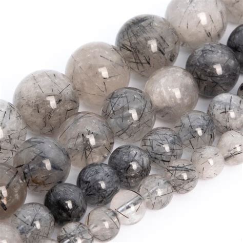 Natura Black Rutilated Quartz Smooth Round Beads 6mm 8mm 10mm Etsy