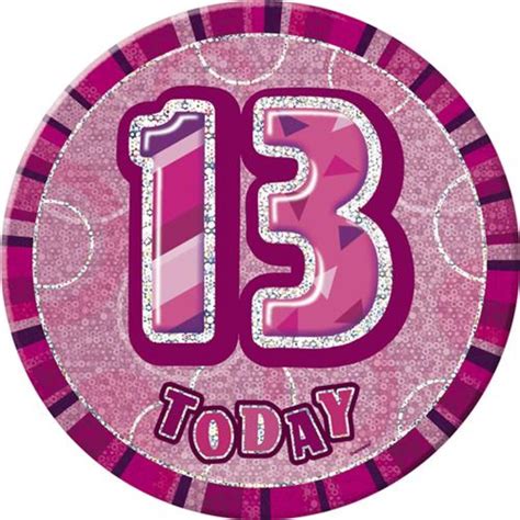 Pink Glitz 13 Today 6 Giant 13th Birthday Badge Party Love Kates