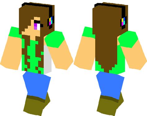 Cool Girl With Jeans And Headphones Minecraft Skin