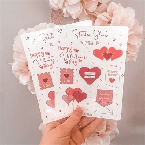 Valentine S Day Sticker Sheet Etsy