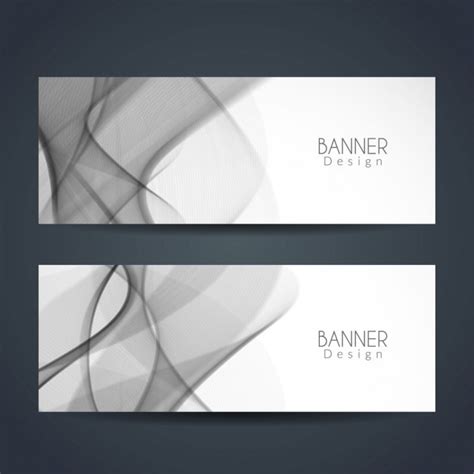 Gray Banners With Wavy Abstract Shapes Vector Free Download