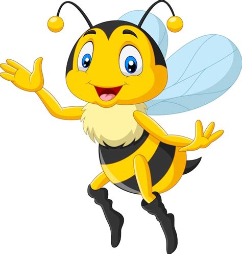 Premium Vector Cartoon Happy Bee Waving Hand
