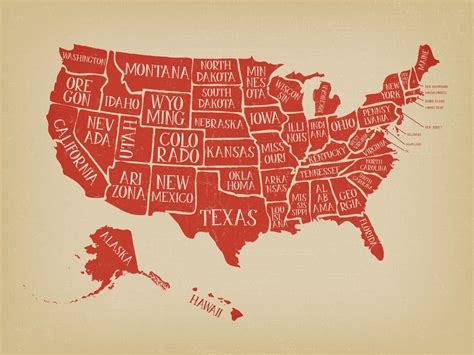 Vintage American Map Poster With States Names Download Free Vectors
