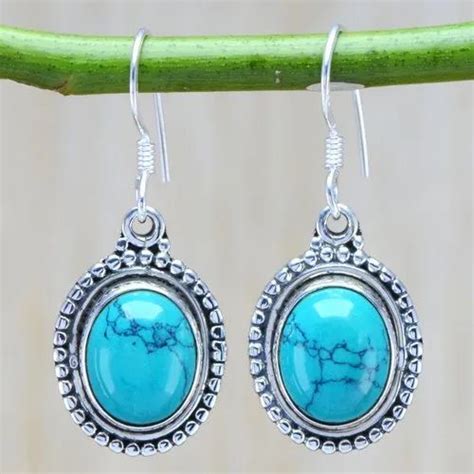 Sterling Silver Jewelry Nice Turquoise Gemstone New Earring We