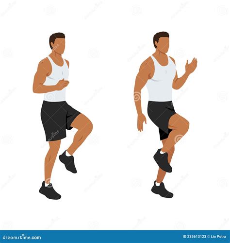 High Knees Exercise Woman Cartoon Vector Illustration Concept Stock Photo Cartoondealer Com
