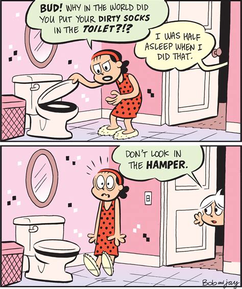 A Comic Strip With An Image Of A Woman In The Bathroom Talking To Her Friend