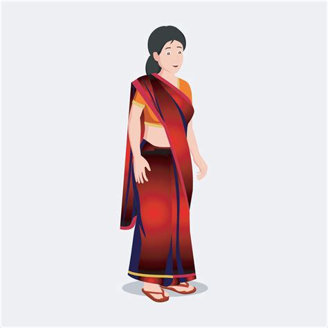 Indian Village Woman With Sari Woman Cartoon Character Vector 23632988 Vector Art At Vecteezy