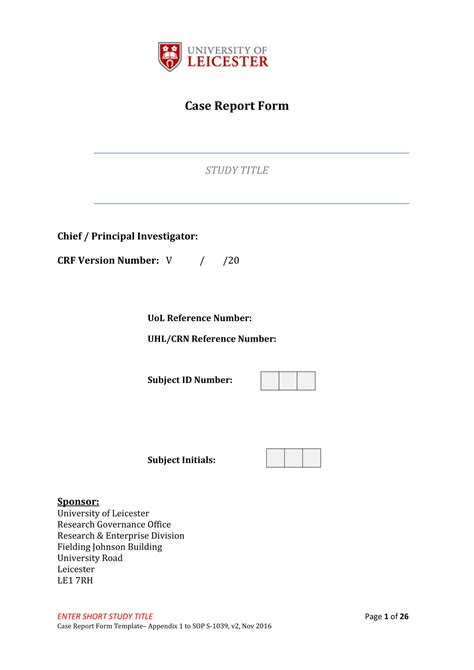 Case Report Form Template New Creative Template Ideas