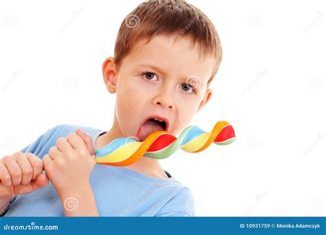 Boy With Lollipop Stock Image Image Of Dessert Nutrition 10931759