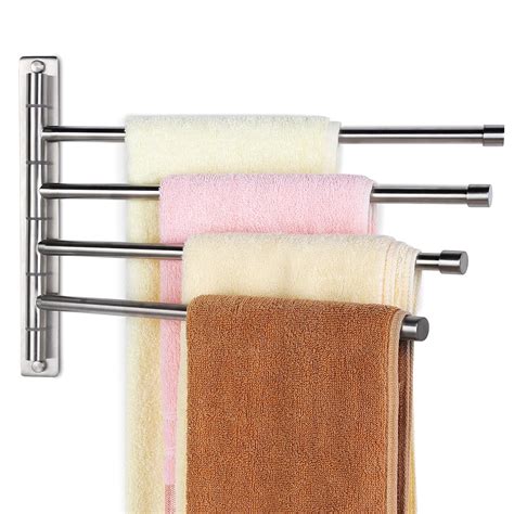 homeideas swing out towel bar sus304 stainless steel 4 bar folding arm swivel hanger bathroom