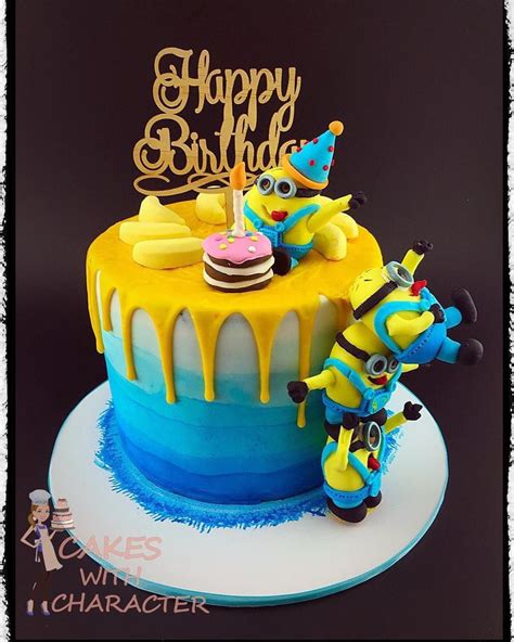 Minion Drip Cake Cakeswithcharacter Minion Birthday Cake Cake