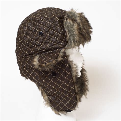 Aviator Faux Fur Russian Style Trapper Hat With Diamond Pattern Ebay
