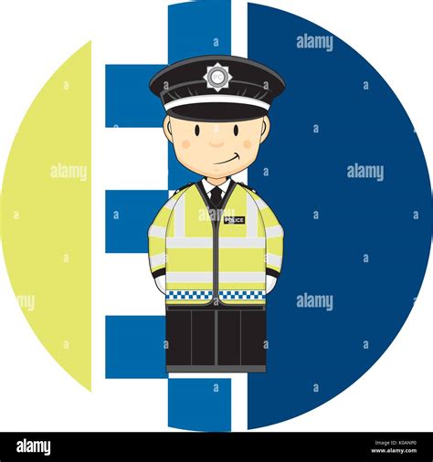 Cute Cartoon British Policeman Vector Illustration Stock Vector Image