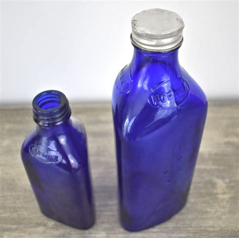 Vintage Cobalt Blue Bottles Unique Three Sided Blue Bottles Made By Norwich One Small And