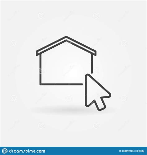 Mouse Click On House Vector Concept Line Icon Or Symbol Stock Vector
