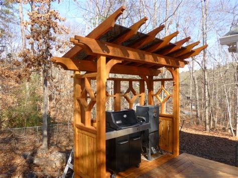 Cedar Pergola Grill Area With Plexiglass Roof Pergola Bbq Shed