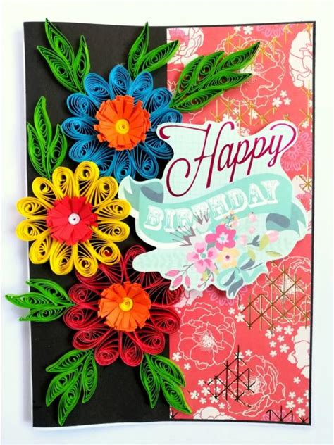Buy Quilled Flowers Happy Birthday Greeting Card