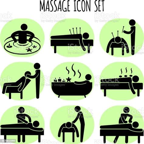 Massage Vector Black Icons Set Stock Illustration Download Image Now Alternative Therapy