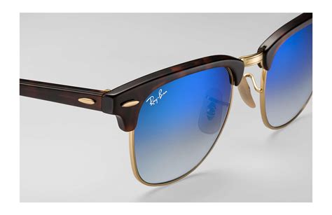 lyst ray ban clubmaster flash lenses gradient in blue
