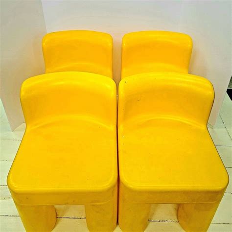 4 Vintage 16 Little Tikes Yellow Chairs Table Chunky Etsy
