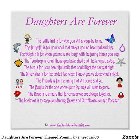 Daughters Are Forever Themed Poem With Graphics Poster Zazzle Birthday Quotes For Daughter
