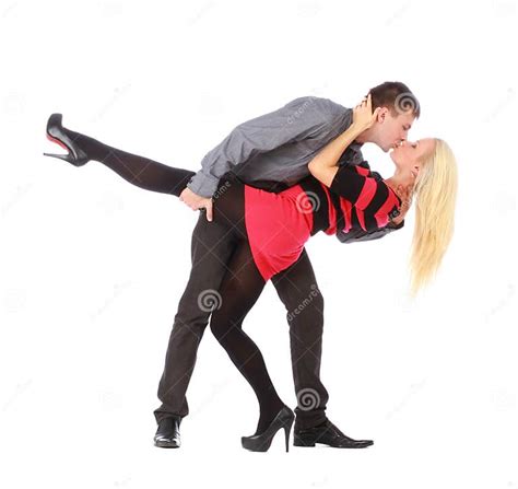 Young Couple On Dancing Pose Is Kissing Stock Image Image Of Beauty Passion 26324213