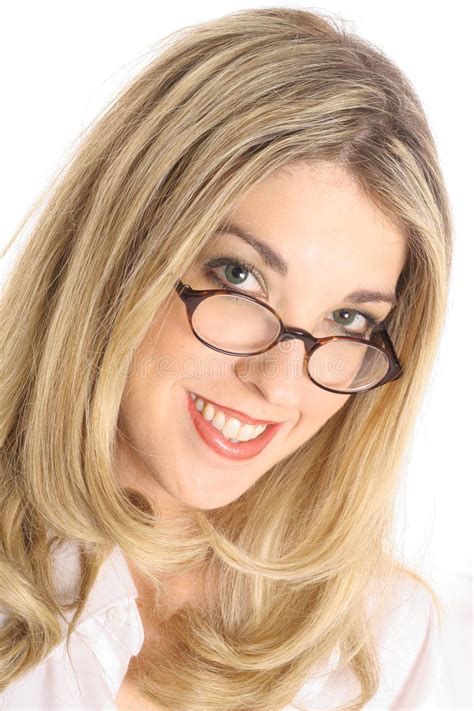 pretty blonde with glasses headshot angle royalty free stock images image 3980339