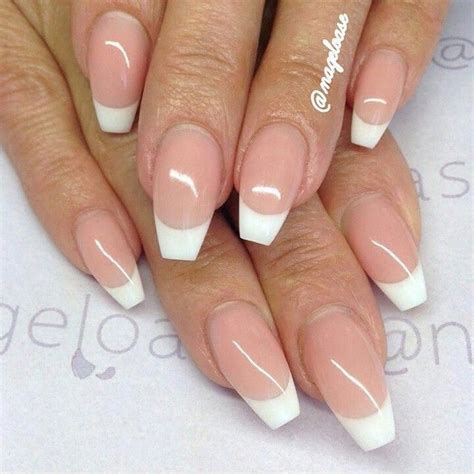 Geln Gel Ballerina Kurz French Tip Acrylic Nails Coffin Shape Nails Nail Shapes