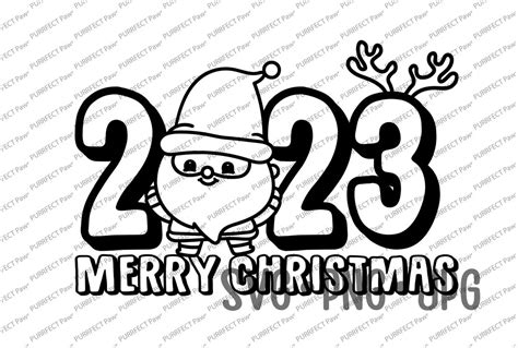 Merry Christmas 2023 Coloring Svg Christmas Svg Coloring Page