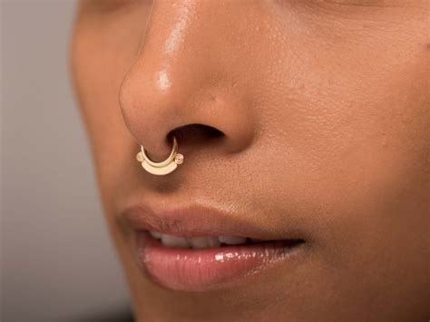 Gold Septum Gold Nose Ring Septum Piercing Gold Septum