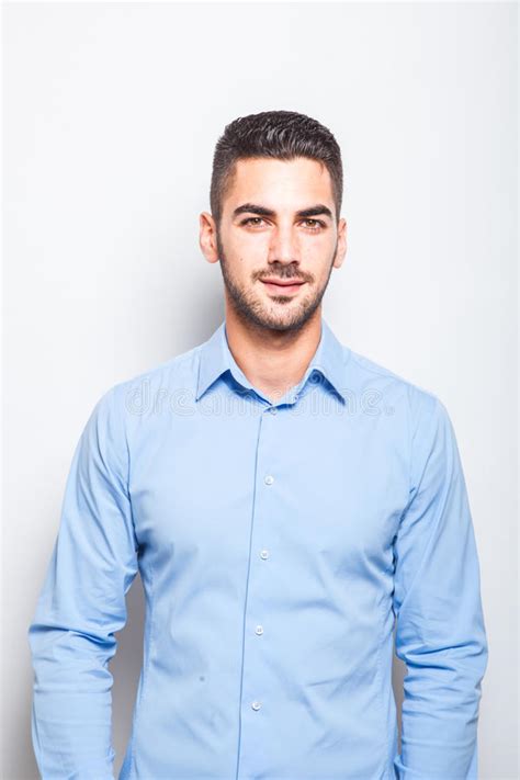 Single Elegant Man In Blue Shirt Stock Image Image Of Beautiful