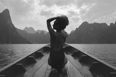 beautiful woman posing boat free photo rawpixel