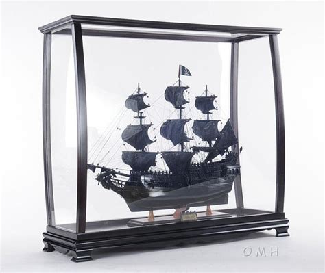 Lrg Display Case Table Top Wood And Plexiglass Tall Ship Model Cabinet